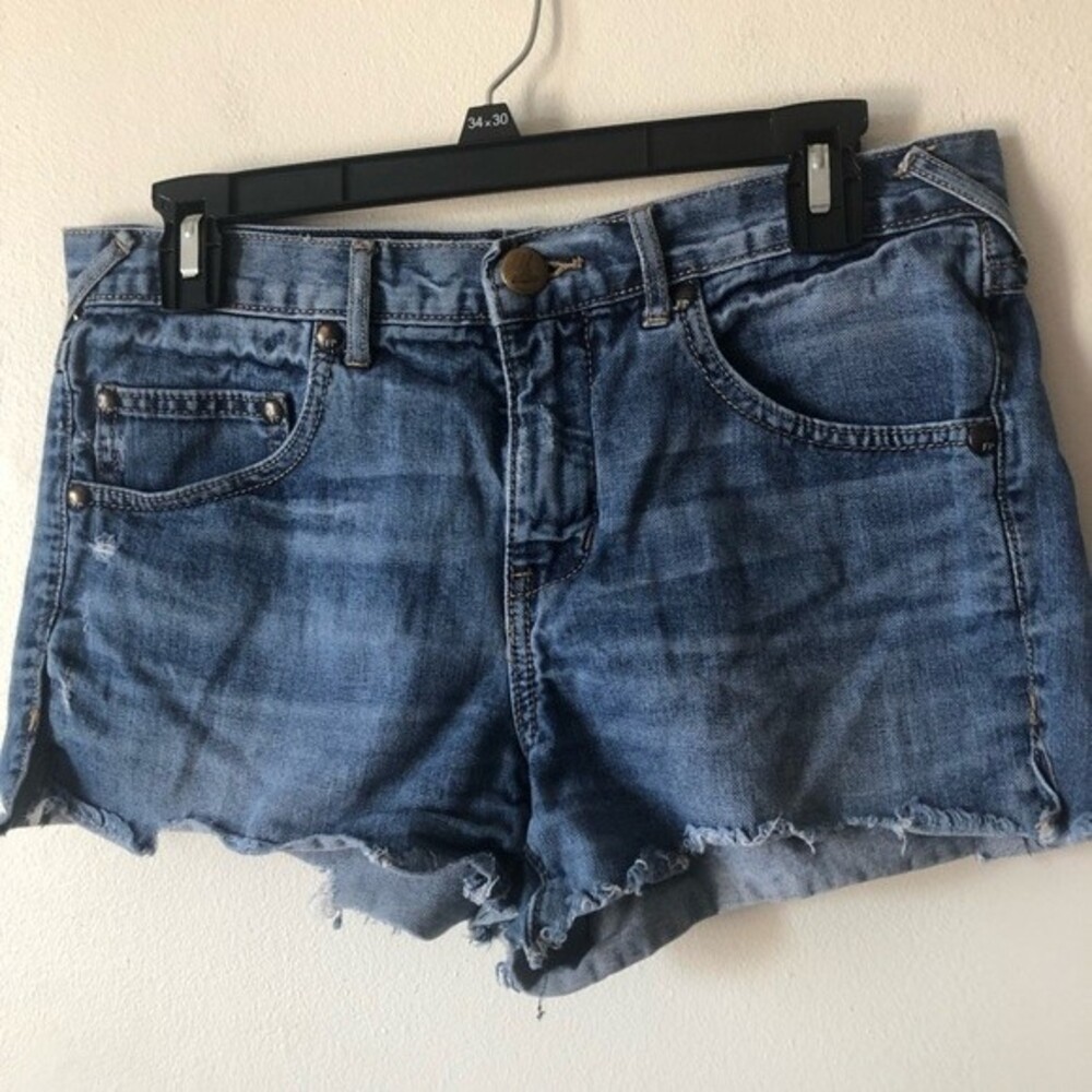 Free People Cut Off Denim Shorts Jean Slits Size 27